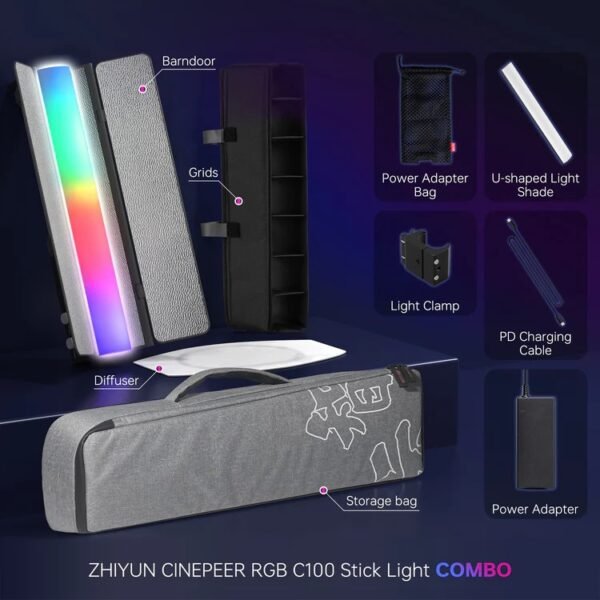 Tubo De Luz Led RGB Zhiyun Cinepeer C100 RGB Combo - Imagen 7