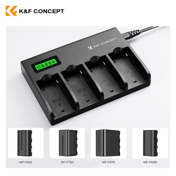 Cargador de baterías NP-F de 4 canales K&F Concept - Imagen 3