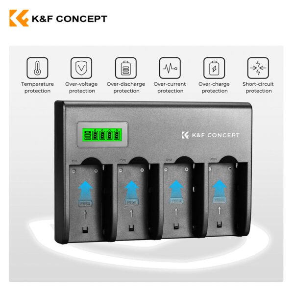 Cargador de baterías NP-F de 4 canales K&F Concept - Imagen 4