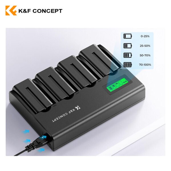 Cargador de baterías NP-F de 4 canales K&F Concept - Imagen 5