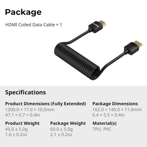 Cable de datos HDMI a HDMI 4k en espiral - Imagen 4