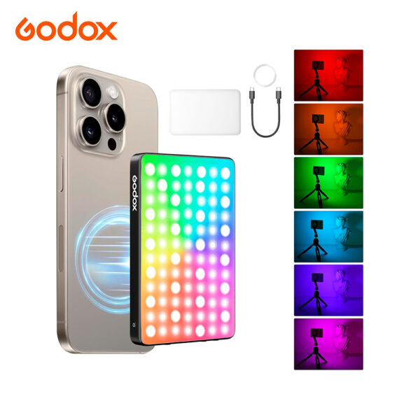 Panel Luz Led RGB Godox MA5R y Power Bank (Negro) - Imagen 2