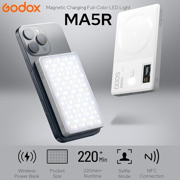 Panel Luz Led RGB Godox MA5R y Power Bank (Negro) - Imagen 7