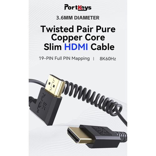 Cable en espiral delgado HDMI 2.1 8k HDMI-HDMI - Imagen 2