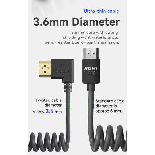 Cable en espiral delgado HDMI 2.1 8k HDMI-HDMI - Imagen 6