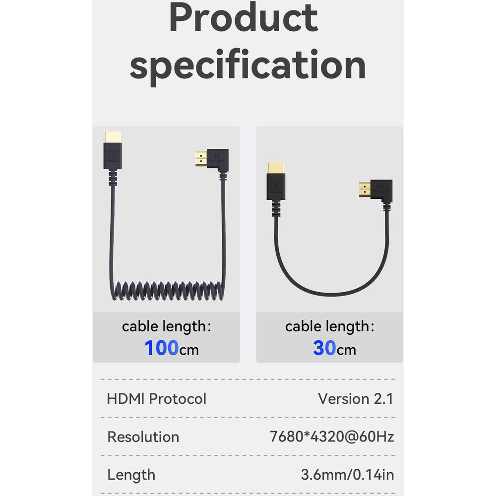 Cable en espiral delgado HDMI 2.1 8k HDMI-HDMI - Imagen 7