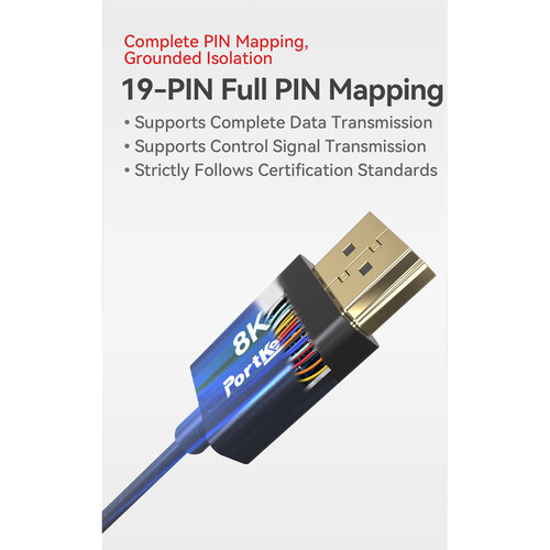Cable coaxial 50cm ultradelgado de 10 núcleos HDMI 2.1 8K HDMI-HDMI - Imagen 4
