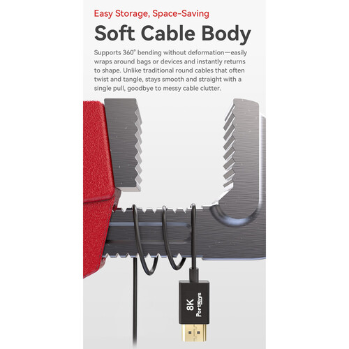 Cable coaxial 50cm ultradelgado de 10 núcleos HDMI 2.1 8K HDMI-HDMI - Imagen 6