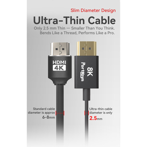 Cable coaxial 50cm ultradelgado de 10 núcleos HDMI 2.1 8K HDMI-HDMI - Imagen 7